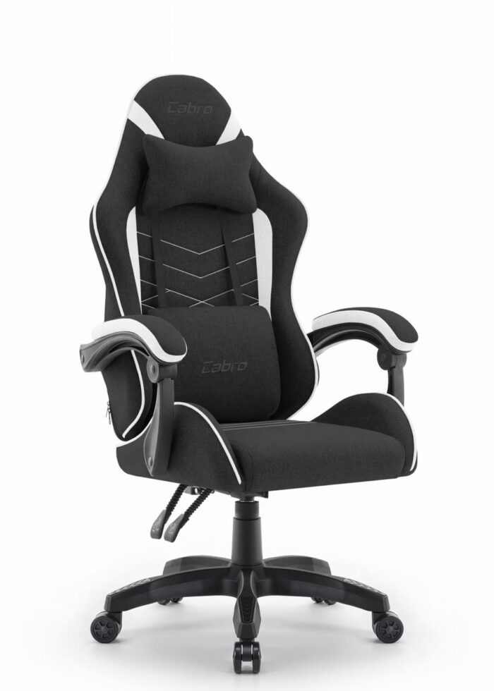 Ігрове крісло CABRO C500 FABRIC чорно-біле комфорт та стиль для тривалих ігор - Зображення 2