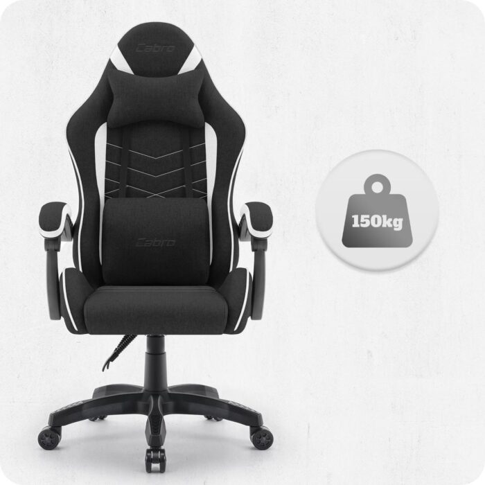 Ігрове крісло CABRO C500 FABRIC чорно-біле комфорт та стиль для тривалих ігор - Зображення 6