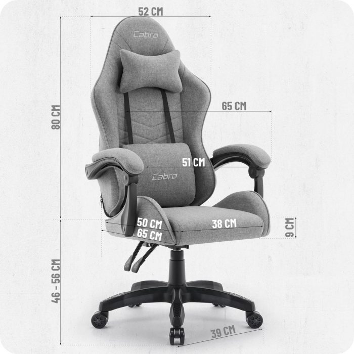 Ігрове крісло CABRO C500 FABRIC Grey black ідеальне поєднання комфорту та стилю для геймерів - Зображення 10