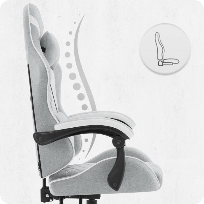 Ігрове крісло CABRO C500 Fabric Grey white сірий - білий елегантність та комфорт для геймерів - Зображення 8