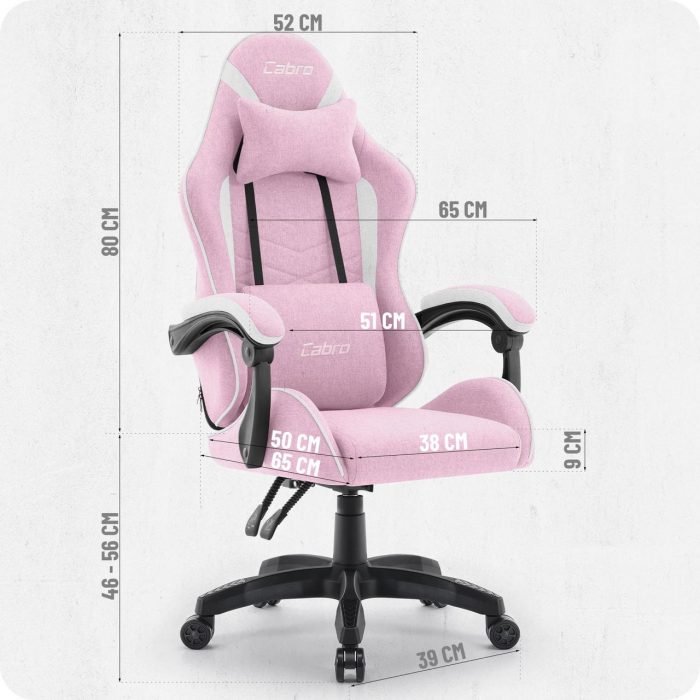 Ігрове крісло CABRO C500 Fabric pinc white (рожеве) стиль та комфорт у кожній деталі для геймерів - Зображення 9