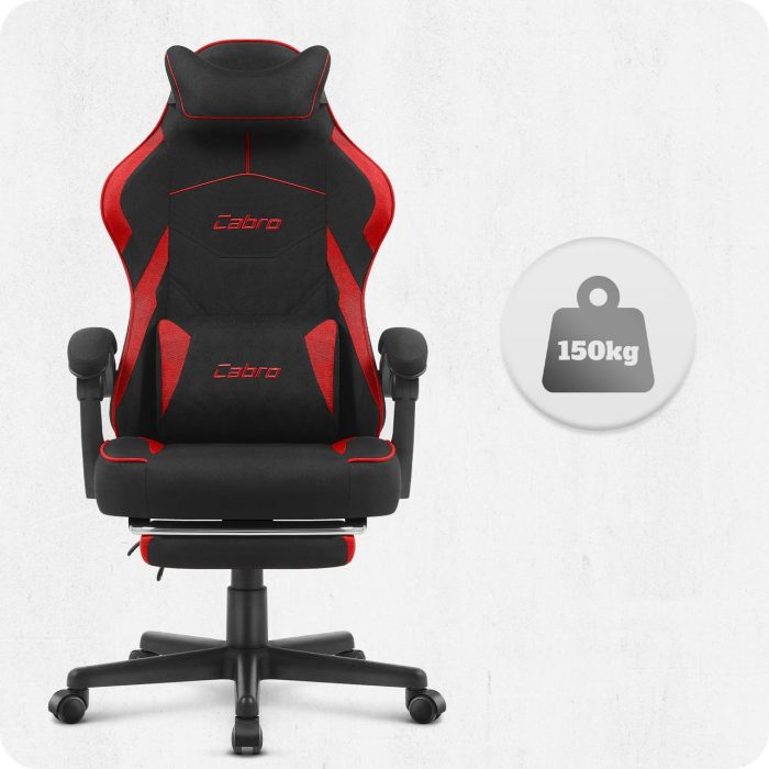 Ігрове крісло CABRO C502 FABRIC чорно-червоний динамічний стиль та комфорт для геймерів - Зображення 7