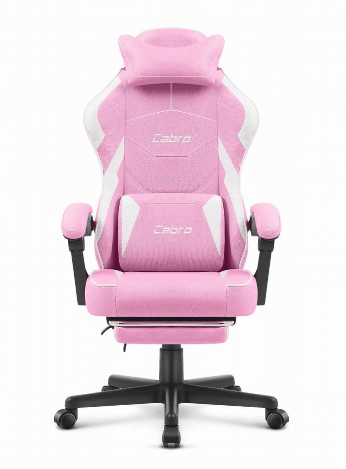 Геймерське крісло Cabro C502 Тканина Рожево-біле стиль та комфорт для геймерів - Зображення 2