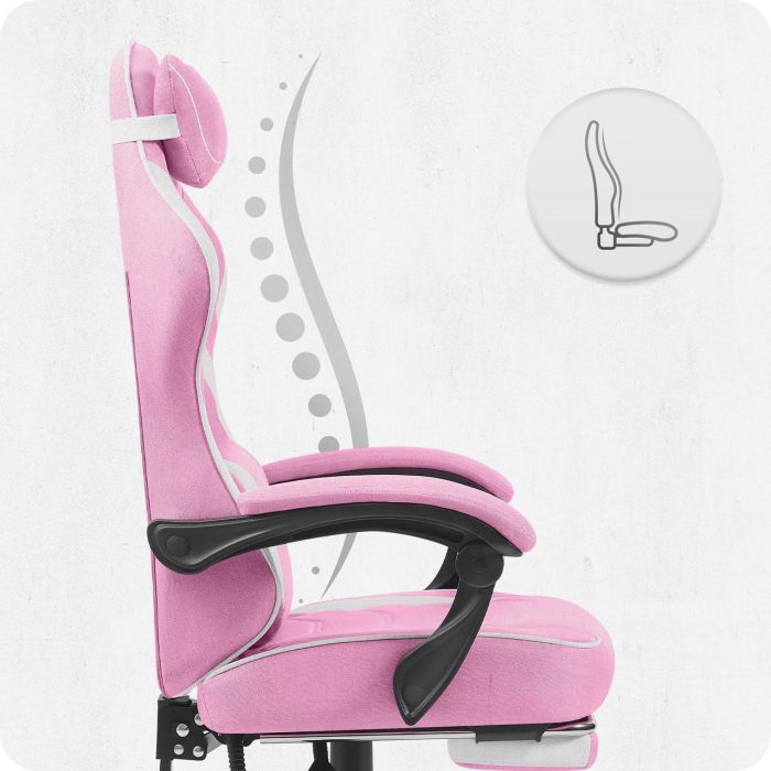 Геймерське крісло Cabro C502 Тканина Рожево-біле стиль та комфорт для геймерів - Зображення 8