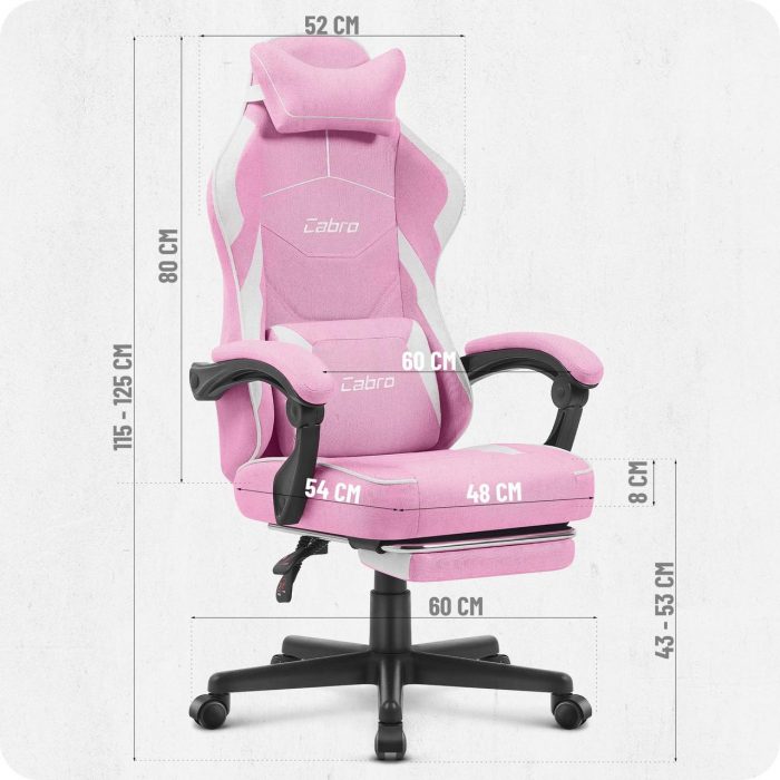 Геймерське крісло Cabro C502 Тканина Рожево-біле стиль та комфорт для геймерів - Зображення 10