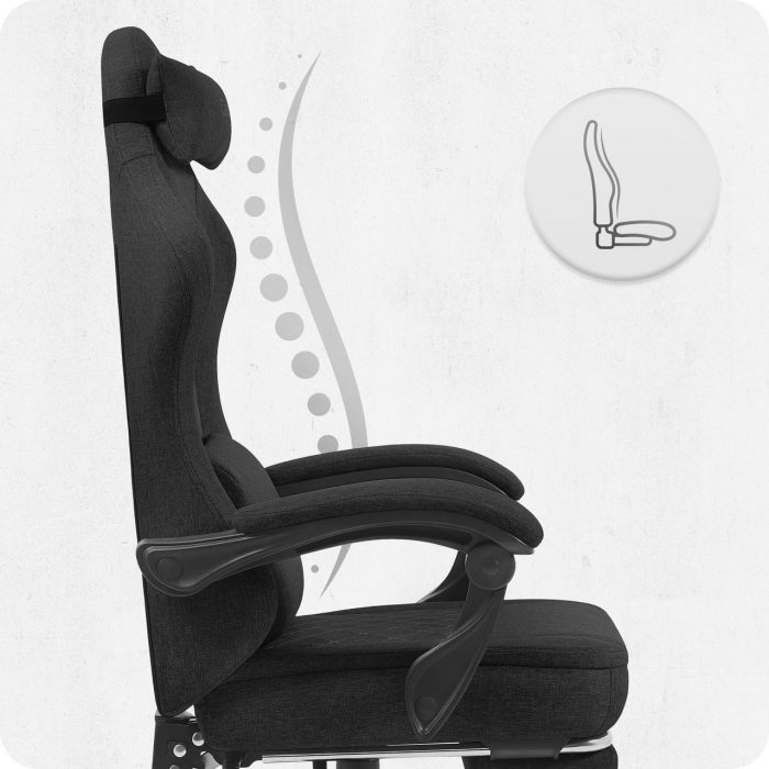 Ігрове крісло CABRO C503 Чорна тканина комфорт і стиль у чорній тканині для тривалих ігор - Зображення 6