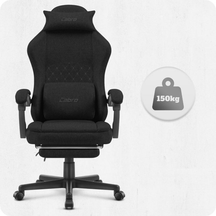 Ігрове крісло CABRO C503 Чорна тканина комфорт і стиль у чорній тканині для тривалих ігор - Зображення 8