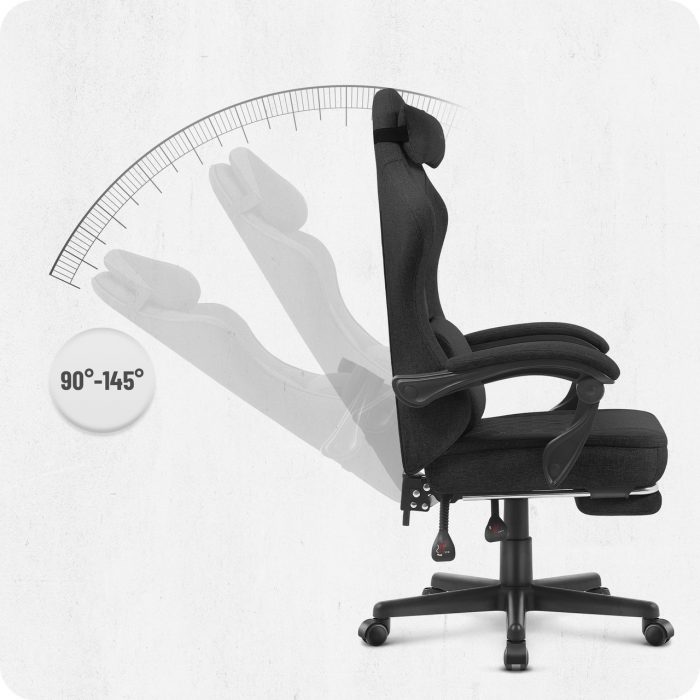 Ігрове крісло CABRO C503 Чорна тканина комфорт і стиль у чорній тканині для тривалих ігор - Зображення 9