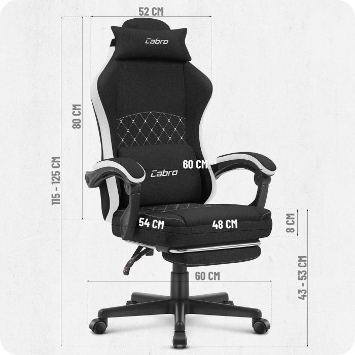Геймерське крісло Cabro C503 BLACK WHITE елегантність та комфорт для геймерів - Зображення 10