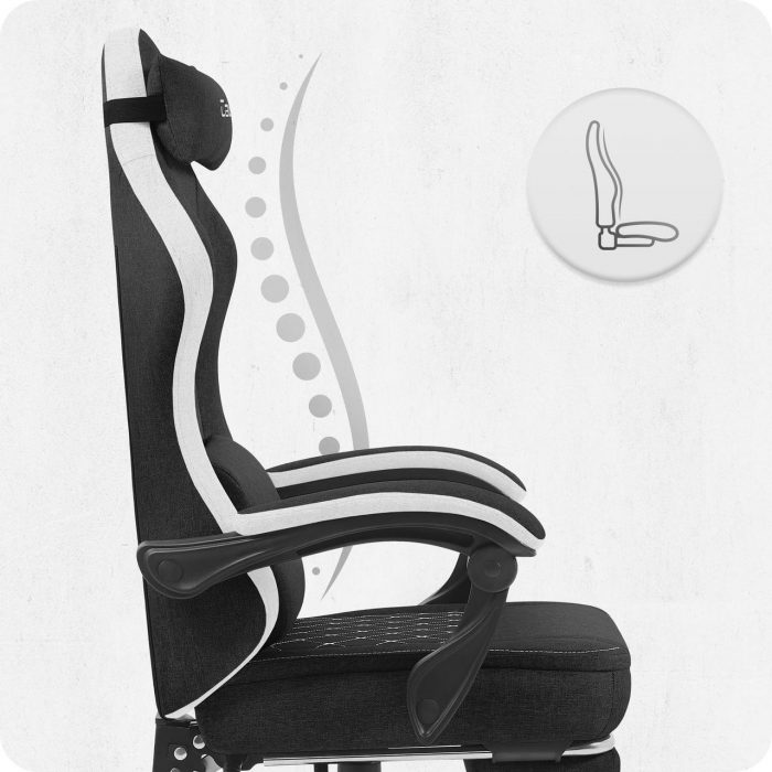 Геймерське крісло Cabro C503 BLACK WHITE елегантність та комфорт для геймерів - Зображення 6