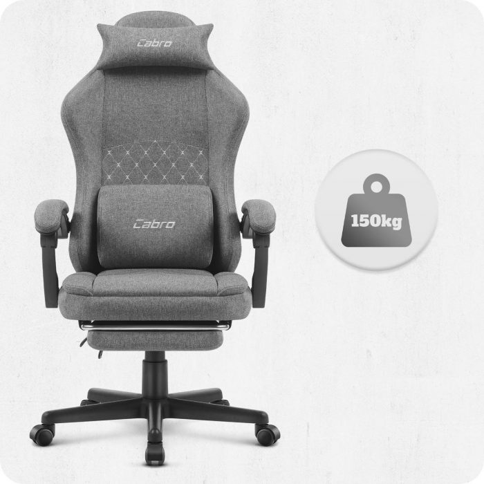 Ігрове крісло CABRO C503 FABRIC Сіре елегантний дизайн та комфорт для геймерів - Зображення 9