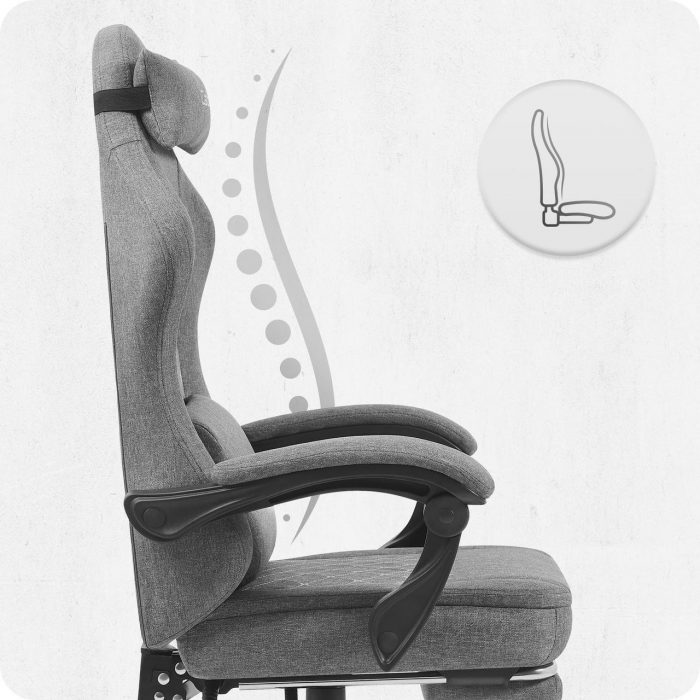 Ігрове крісло CABRO C503 FABRIC Сіре елегантний дизайн та комфорт для геймерів - Зображення 8