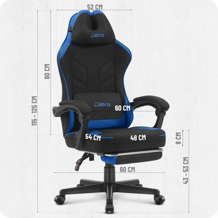 Ігрове крісло CABRO C504 FABRIC FABRIC Чорно-Синій ідеальний вибір для комфорту та стилю геймерів - Зображення 9