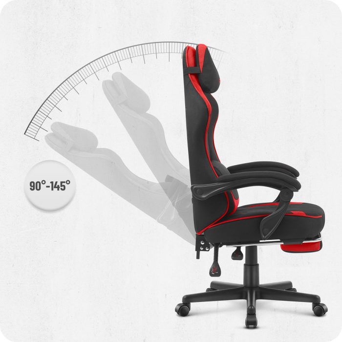 Геймерське крісло Cabro C504 BLACK RED тканина Чорно-Червоне кольору потужний стиль та комфорт для захоплюючих ігор - Зображення 9