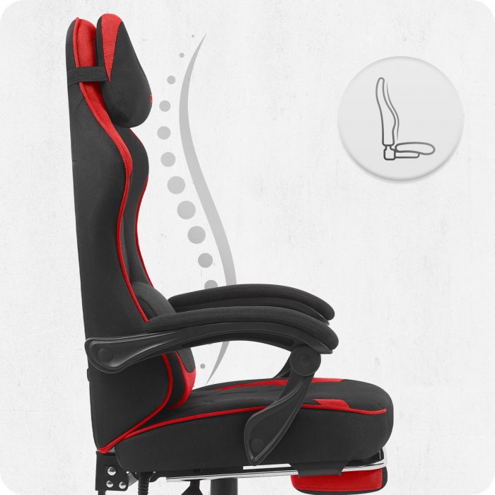 Геймерське крісло Cabro C504 BLACK RED тканина Чорно-Червоне кольору потужний стиль та комфорт для захоплюючих ігор - Зображення 8