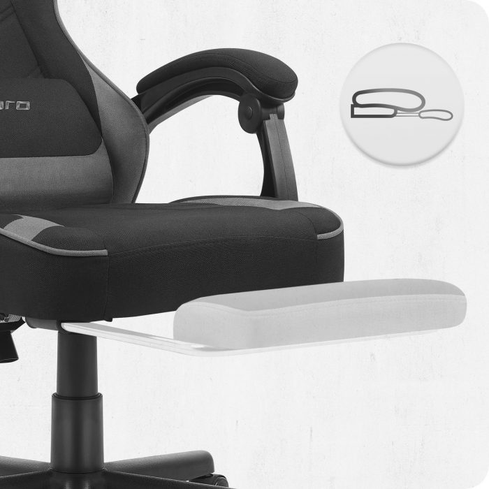 Ігрове крісло CABRO C504 FABRIC чорно-сіра тканина стильний дизайн та комфорт - Зображення 9