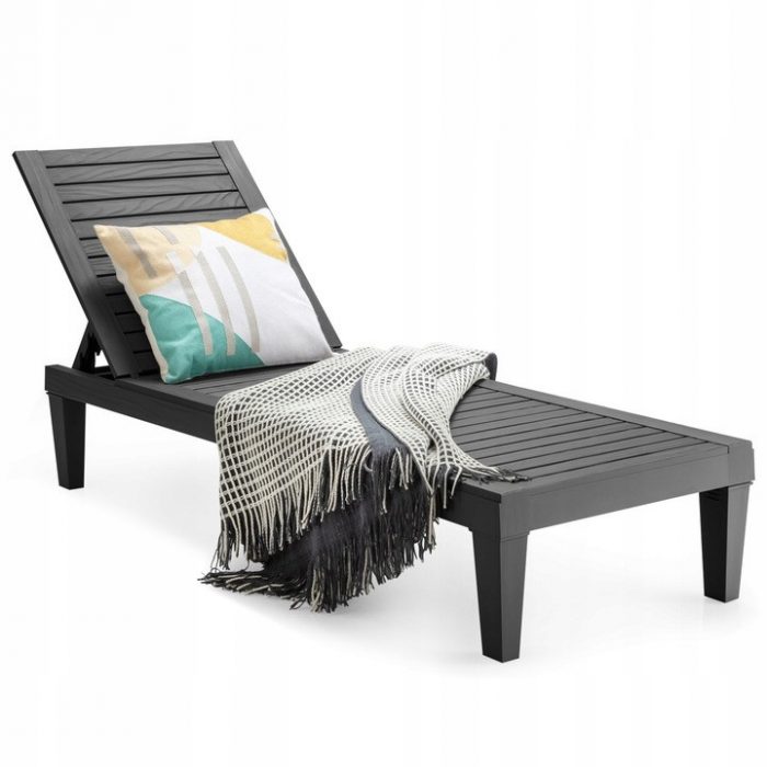 Шезлонг пластиковий чорний Costway OP70808BK поєднання якості та елегантності для вашого двору - Зображення 3