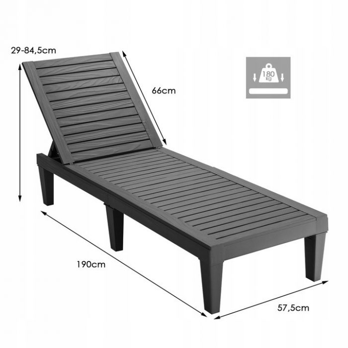 Шезлонг пластиковий чорний Costway OP70808BK поєднання якості та елегантності для вашого двору - Зображення 4