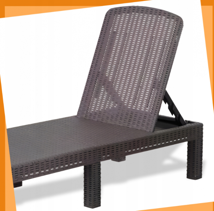 Шезлонг пластиковий сірий DELUXE CORFU Y2242 - лежак для комфортного відпочинку - Зображення 4