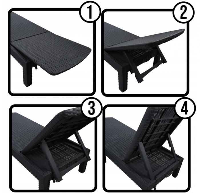 Шезлонг пластиковий чорний GOTEL Premium L65- Вишуканий комфорт для вашого відпочинку - Зображення 4