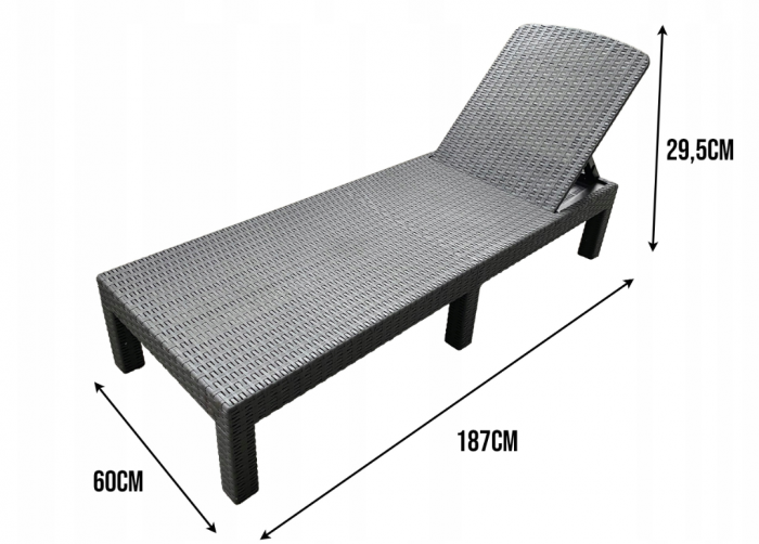 Шезлонг пластиковий чорний GOTEL Premium L65- Вишуканий комфорт для вашого відпочинку - Зображення 6