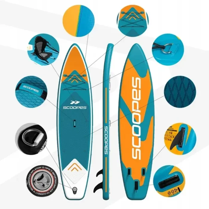 SUP дошка Scoopes Velo 350 надувна дошка з сидінням та веслом насосом - Зображення 5