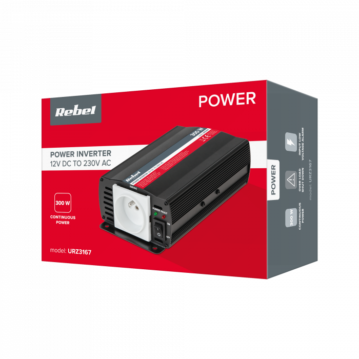 Автомобільний перетворювач напруги Інвертор REBEL на 300 Вт - Зображення 4