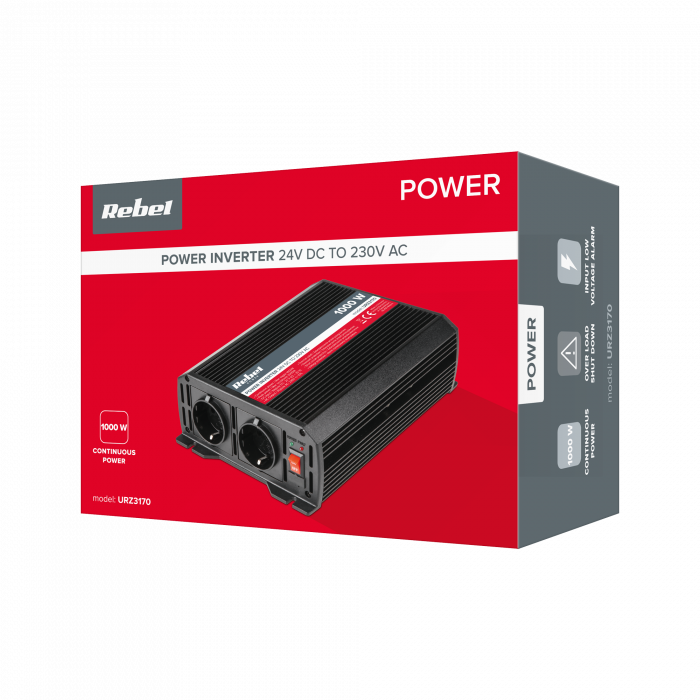 Автомобільний Перетворювач напруги Інвертор 1000 Вт REBEL - Зображення 4