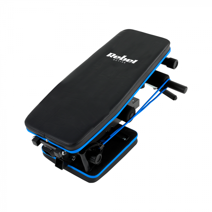 Похила тренувальна лава з фіксаторами для ніг і гумками REBEL ACTIVE RBA-2003 - Зображення 7