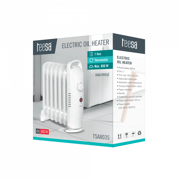 Масляний радіатор Обігрівач Teesa 800 Вт TSA8035 - Зображення 4