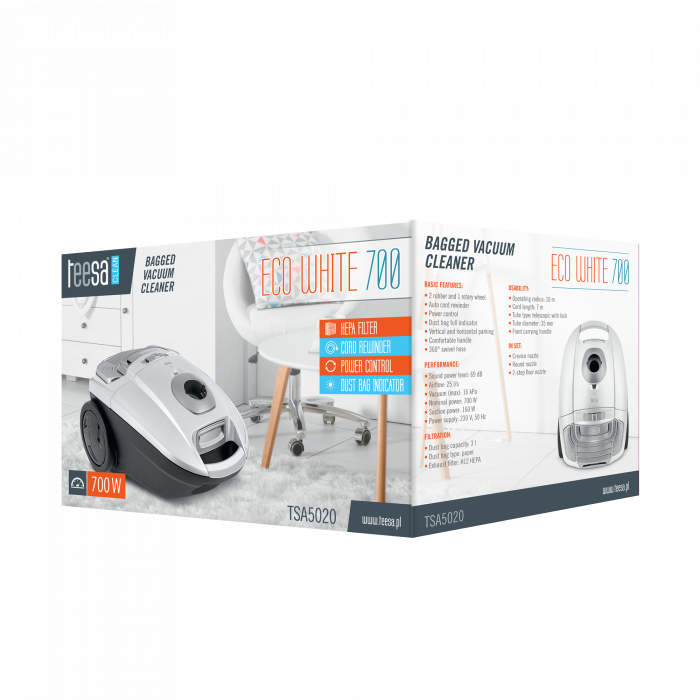 Мішковий пилосос Teesa ECO WHITE 700 TSA5020 - Зображення 7