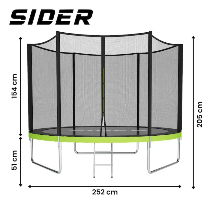 Батут з зовнішньою сіткою Sider 252 см FT 8 (244-252 см) ідеальний для активного відпочинку - Зображення 4