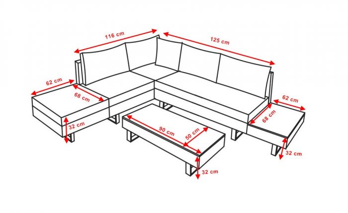 Комплект садових меблів з техноратангу VELACO LIME-GR сірий ,5 предметів - Зображення 4