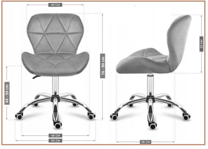 Поворотне крісло Lugano VAS3-VASTO рожеве оксамит з металевою ніжкою - Зображення 6