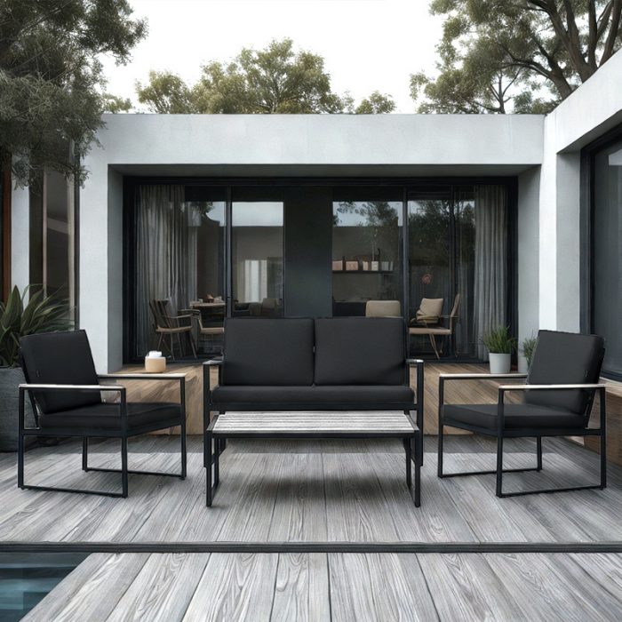 Комплект садових меблів VELACO CARTER-BL-WD2 чорний, 4 предмети - Зображення 7