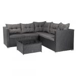 Садові меблі з ротанга SALTO-BL, комплект чорних кутових, VELACO 5-місних + стіл