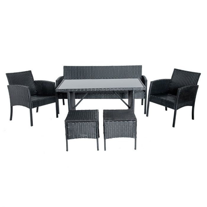 Комплект садових меблів з техноратангу VELACO Manas антрацит , 6 предметів - Зображення 2