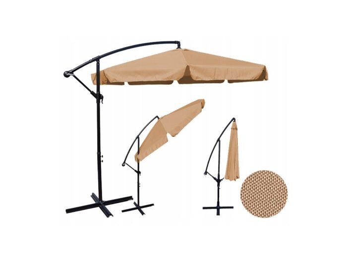 12228-13_cappucino Велика складна садова парасолька Ekspand з воланом-дужкою, бежево-коричнева 350 x 250 см - Зображення 1