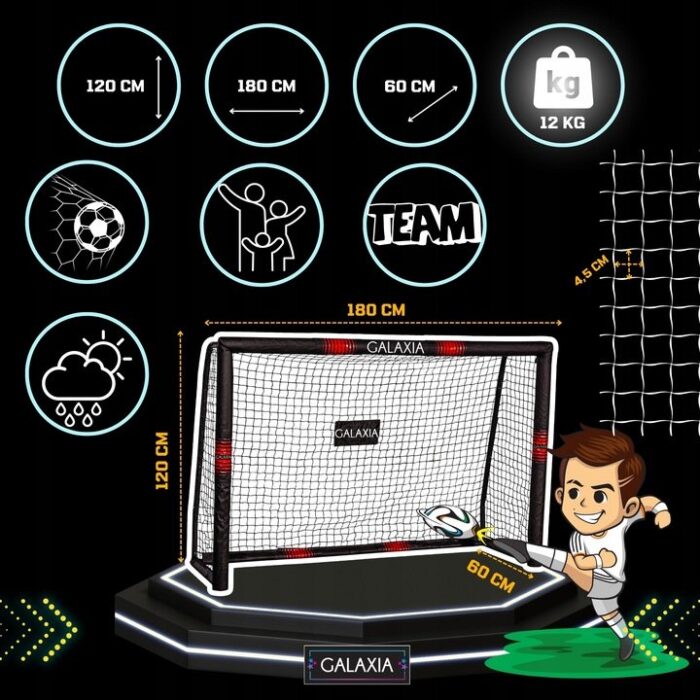 Портативні футбольні ворота GALAXIA 180 x 120 x 60 см - Зображення 2
