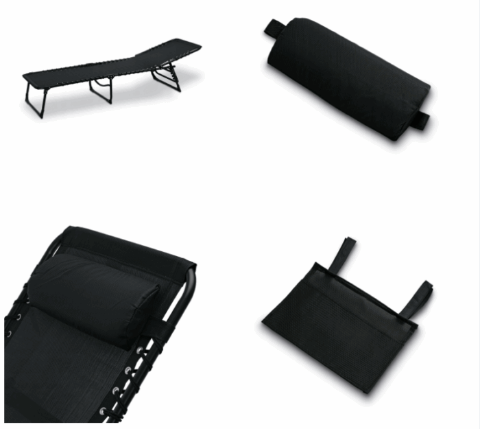 Пляжний шезлонг Tadar сталевий 4 позиції 188 x 56 x 28 см чорний - Зображення 4