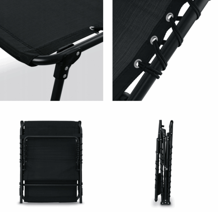 Пляжний шезлонг Tadar сталевий 4 позиції 188 x 56 x 28 см чорний - Зображення 6