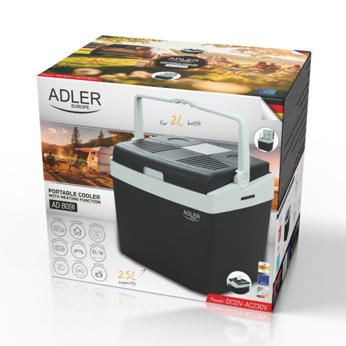 Портативний автомобільний холодильник Adler AD8091 XXL 25L,12V 230V,з функцією охолодження та нагрівання - Зображення 8