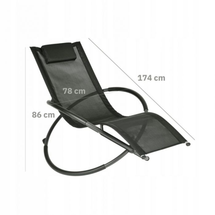 Lezak-ogrodowy-czarny-GANDIA_5B5749655D_780 Шезлонг чорний алюмінієвий Nuforma 04K KJL01AOC - Зображення 10