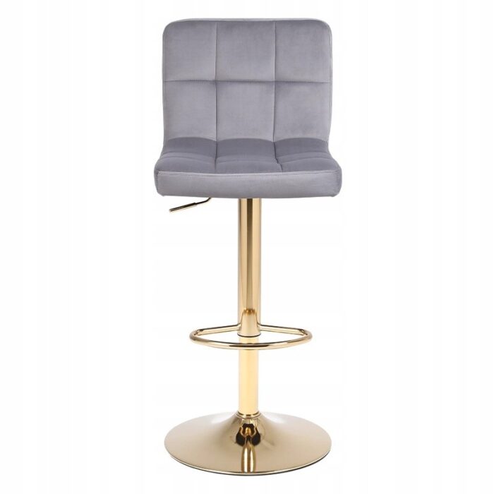 Барний стілець RAFA03-GR-GL , сірий оксамит, золота основа - Зображення 5
