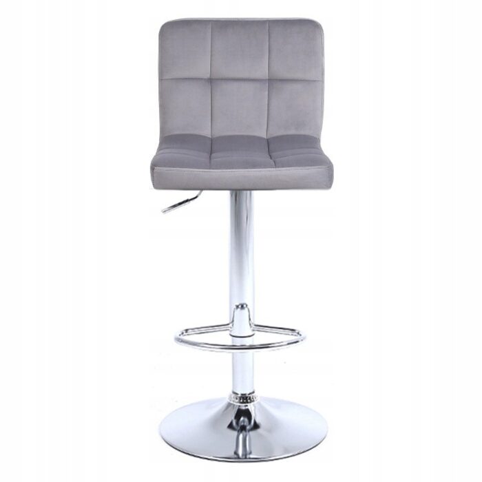 Барний стілець RAFA03-GR-CH сірий оксамит, хромована основа - Зображення 2