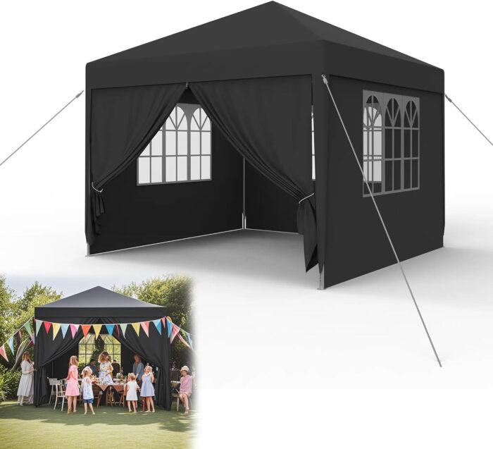 Павільйон садовий 4 стіни чорний 3x3 м MARTOM TG77595-3 - Зображення 3