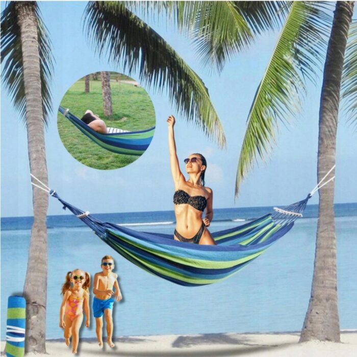 Садовий гамак Tutumi на 2 особи, гойдалка XXL, міцна, посилена, велика арка + сумка - Зображення 4