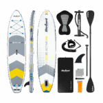 Надувна дошка Rebel SUP з сидінням для плавання, RBA-4501 350 см біло-сіра