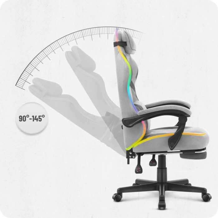 Ігрове крісло Cabro C502 світлодіодне сіре -тканина - Зображення 10