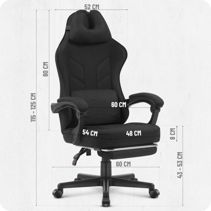 13 Ігрове крісло Cabro C504 чорне-тканина - Зображення 10